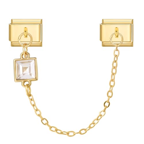 MJARTORIA Italian Charm Bracelet Charms Anhänger Gold DIY Abnehmbar 9mm Edelstahl Module für Italienische Armband Glieder Charms Armbänder Geschenk für Damen Mädchen Quadrat weiß von MJARTORIA