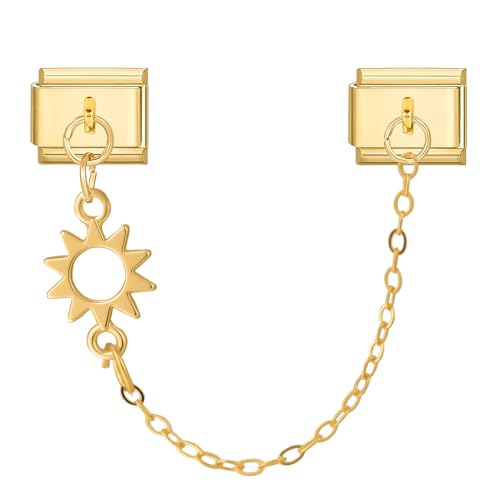 MJARTORIA Italian Charm Bracelet Charms Anhänger Gold DIY Abnehmbar 9mm Edelstahl Module für Italienische Armband Glieder Charms Armbänder Geschenk für Damen Mädchen Sonne Gold von MJARTORIA