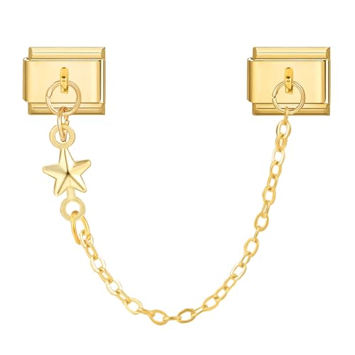 MJARTORIA Italian Charm Bracelet Charms Anhänger Gold DIY Abnehmbar 9mm Edelstahl Module für Italienische Armband Glieder Charms Armbänder Geschenk für Damen Mädchen Stern Gold von MJARTORIA