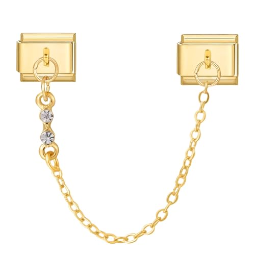 MJARTORIA Italian Charm Bracelet Charms Anhänger Gold DIY Abnehmbar 9mm Edelstahl Module für Italienische Armband Glieder Charms Armbänder Geschenk für Damen Mädchen Weiß Diamant von MJARTORIA