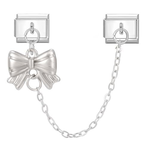 MJARTORIA Italian Charm Bracelet Charms Anhänger Silber Abnehmbar 9mm Edelstahl Bunt Module für Italienische Armband Glieder Charms Armbänder Geschenk für Damen Mädchen Band Silber von MJARTORIA