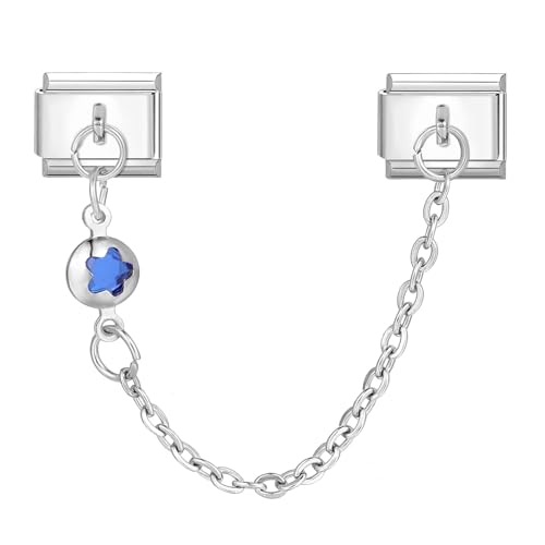 MJARTORIA Italian Charm Bracelet Charms Anhänger Silber DIY Abnehmbar 9mm Edelstahl Module für Italienische Armband Glieder Charms Armbänder Geschenk für Damen Mädchen Blau Pentagramm von MJARTORIA