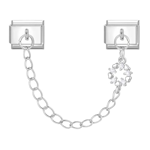 MJARTORIA Italian Charm Bracelet Charms Silber Anhänger Abnehmbar 9mm Edelstahl Module für Italienische Armband Glieder Charms Armbänder Geschenk für Damen Mädchen Blume Silber von MJARTORIA