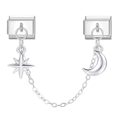 MJARTORIA Italian Charm Bracelet Charms Silber Anhänger Abnehmbar 9mm Edelstahl Module für Italienische Armband Glieder Charms Armbänder Geschenk für Damen Mädchen Viereck Silber von MJARTORIA