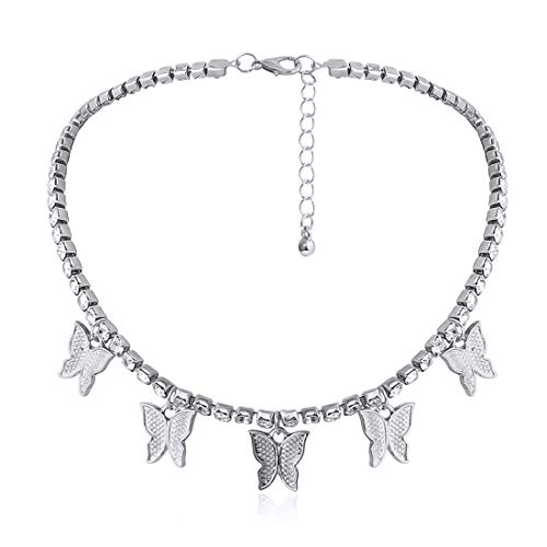 MJARTORIA Strass Schmetterling Kette Damen Butterfly Anhänger Choker Silber Farbe für Frauen Mutter Geburtstag Hochzeit Geschenk von MJARTORIA