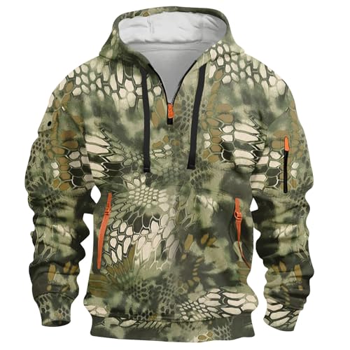 Herren Camo Kapuzenpullover Half Zip Camo Hoodie Herren Langarm Jagd Hoodies Jacke Für Herren Hunting Taktische Camo Hoodie Winter Herren Sportjacke Camo Kapuzenpullover Oversize Hellgrün Hoodies 3Xl von MJBFDC