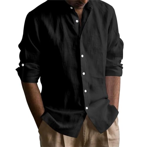 Herren Hemd Langarm Herren Hemd Langarm Leinenhemd Baumwolle Leinenhemd Casual Stehkragen Männer Hemd Regular Fit Strandhemd Leichtes Sommerhemd Schwarz Hemd 3XL Herren Hemd Langarm Herren Hemd Langarm Leinenhemd Baumwolle Leinenhemd Casual Stehkragen Männer Hemd Regular Fit Strandhemd Leichtes Sommerhemd Schwarz Hemd 3XL von MJBFDC