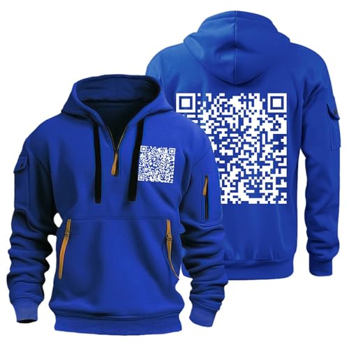 MJBFDC Funny Fu Qr Code Hoodie,Fuck You Qr Code Hoodies,Qr Code Sweatshirt,Scannable Qr Code Hoodie,Qr Code Pullover,Zipper Hoodie,Pullover Herren Winter,Fu Qr Code Hoodie Königsblau Pullover XL von MJBFDC