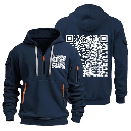 Qr Code Hoodie,Funny Fu Qr Code Hoodie,Fuck You Qr Code Hoodies,Qr Code Sweatshirt,Scannable Qr Code Hoodie,Qr Code Pullover,Zipper Hoodie,Pullover Herren Winter,Fu Qr Code Hoodie Marine Hoodie XL von MJBFDC