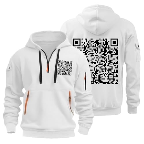 Qr Code Hoodie,Funny Fu Qr Code Hoodie,Fuck You Qr Code Hoodies,Qr Code Sweatshirt,Scannable Qr Code Hoodie,Qr Code Pullover,Zipper Hoodie,Pullover Herren Winter,Fu Qr Code Hoodie Weiß Pullover Xl von MJBFDC