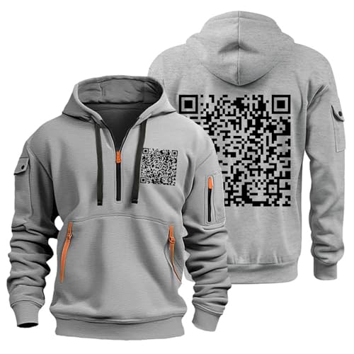 Qr Code Hoodie,Funny Fu Qr Code Hoodies,Fuck You Qr Code Hoodie,Qr Code Sweatshirt,Fu Qr Code Hoodie,Oversized Zipper Hoodie,Scannable Qr Code Hoodie,Scannable Qr Code Hoodie Hellgrau Pullover L von MJBFDC