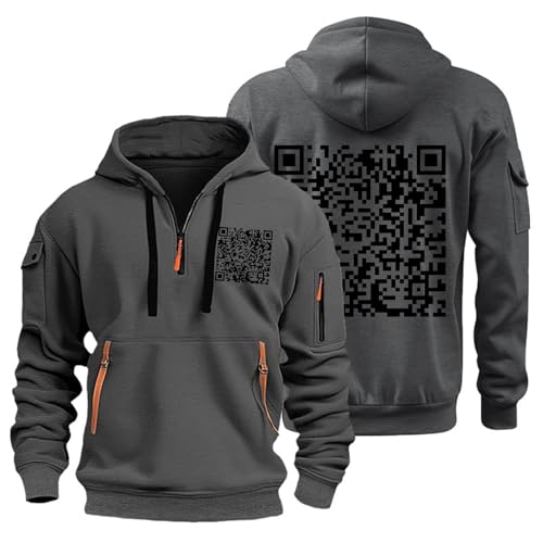 Qr Code Hoodie,Funny Fu Qr Code Hoodies,Fuck You Qr Code Hoodies,Scannable Qr Code Hoodie,Qr Code Sweatshirt,Qr Code Pullover,Zipper Hoodie,Pullover Herren Winter,Qr Code Hoodie Dunkelgrau Pullover Xl von MJBFDC