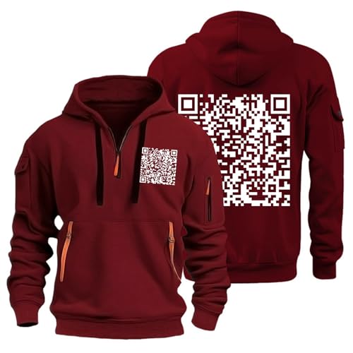 Qr Code Hoodies,Funny Fu Qr Code Hoodie,Fuck You Qr Code Hoodies,Qr Code Sweatshirt,Scannable Qr Code Hoodie,Qr Code Pullover,Zipper Hoodie,Pullover Herren Winter,Fu Qr Code Hoodie Weinrot Hoodie Xl von MJBFDC