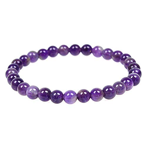 MJDCB Natürlich Edelstein Amethyst Perlenarmbänder 6mm Chakra Steine Armband von MJDCB