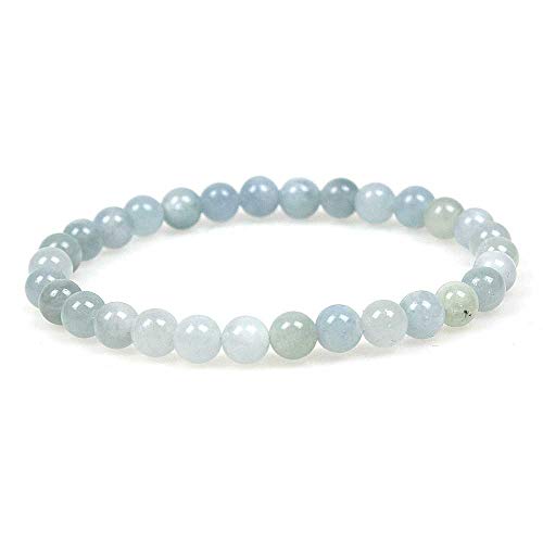 MJDCB Natürlich Edelstein Aquamarin Perlenarmbänder 6mm Chakra Steine Armband von MJDCB
