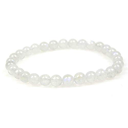 MJDCB Natürlich Edelstein Blauer Mondstein Perlenarmbänder 8mm Chakra Steine Armband von MJDCB