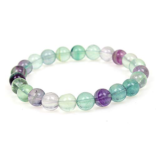 MJDCB Natürlich Edelstein Buntes Fluorit Perlenarmbänder 8mm Chakra Steine Armband von MJDCB