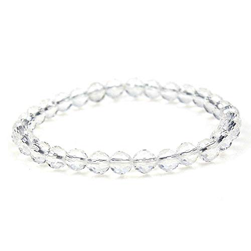 MJDCB Natürlich Edelstein Facettierter klarer Quarz Perlenarmbänder 6mm Chakra Steine Armband von MJDCB