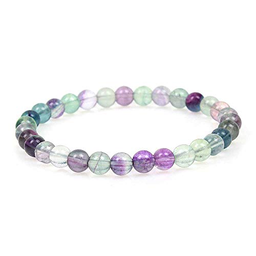 MJDCB Natürlich Edelstein Farbe Fluorit Perlenarmbänder 6mm Chakra Steine Armband von MJDCB