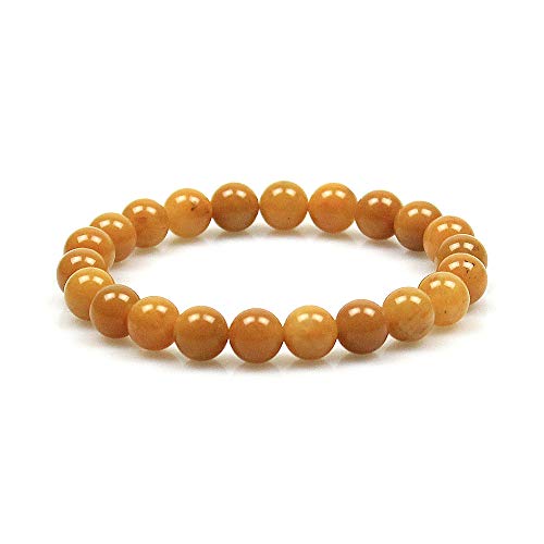 MJDCB Natürlich Edelstein Gelbe Jade Perlenarmbänder 8mm Chakra Steine Armband von MJDCB