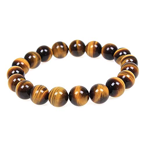 MJDCB Natürlich Edelstein Gelbes Tigerauge Perlenarmbänder 10mm Chakra Steine Armband von MJDCB