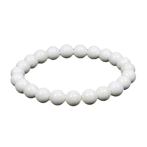 MJDCB Natürlich Edelstein Weiße Muscheln Perlenarmbänder 8mm Chakra Steine Armband von MJDCB