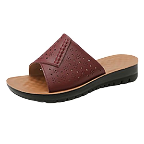 Bequeme Orthopädische Sommerschuhe Elegant Offen Vorne Hausschuhe Leichte Pflanze Wedge Hausschuhe Mit Keilabsatz Pool Schuhe Orthopädische rutschfeste Mode Slip-On Angebote Daily, rot, 42 EU von MJGkhiy