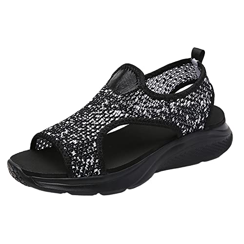 Damen-Sandalen Bequeme Sommer-Sandalen Trekking Bequeme Slingback Schuhe Mesh Leicht Weich Waschbar Niedrige Sandale Keilabsatz Offene Zehen Outdoor Sportlich Platform Sandalen Rutschfest Angebot von MJGkhiy