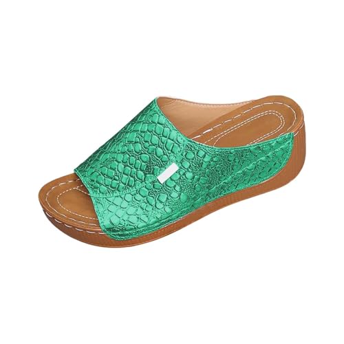 Damen Sommer Orthopädische Hausschuhe Bequeme Offene Vorne Hausschuhe Mode Große Pflanze Orthopädische Schuhe Meer Strand Hausschuhe Mit Keilabsatz Rutschfest Atmungsaktiv Slip-On Sandalen von MJGkhiy