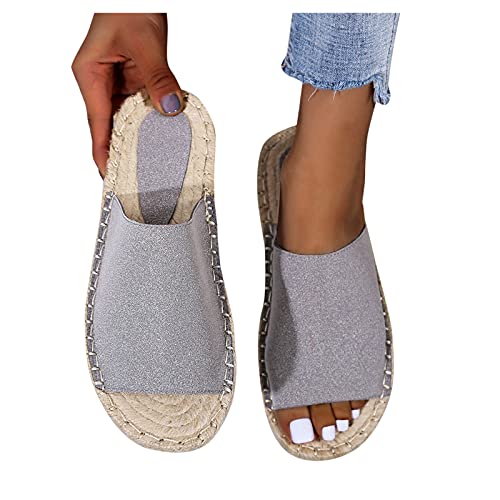 MJGkhiy Damen Sandalen Strass Glitzer Sommer Sandaletten,Freizeit Römersandalen Offene Quadratische Zehenpartie Atmungsaktiv Strandsandalen Bequeme Abendschuhe rutschfest flipflopssandalen von MJGkhiy