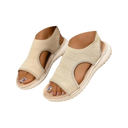 MJGkhiy Damen Sport Sandalen Trekking Sport Offene Zehe Flache Sandale Keilabsatz Bequeme Casual Elastische Platform Sandals Slingback Strand Elegante Schuhe Mesh Waschbar Angebot Orthopädische von MJGkhiy
