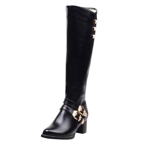 MJGkhiy Damen Stiefel mit Blockabsatz Winter Elegant Boots Cowboy Bequeme Leder Stiefeletten Knielang Warm Stiefeletten Texani Schwarz Braun Reitstiefel, Abbrechen, 46 EU MJGkhiy Damen Stiefel mit Blockabsatz Winter Elegant Boots Cowboy Bequeme Leder Stiefeletten Knielang Warm Stiefeletten Texani Schwarz Braun Reitstiefel, Abbrechen, 46 EU von MJGkhiy