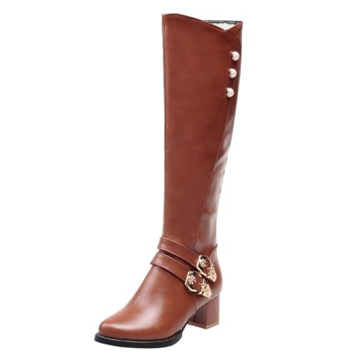 MJGkhiy Damen Stiefel mit Blockabsatz Winter Elegant Boots Cowboy Bequeme Leder Stiefeletten Knielang Warm Stiefeletten Texani Schwarz Braun Reitstiefel, Kaffee, 47 EU MJGkhiy Damen Stiefel mit Blockabsatz Winter Elegant Boots Cowboy Bequeme Leder Stiefeletten Knielang Warm Stiefeletten Texani Schwarz Braun Reitstiefel, Kaffee, 47 EU von MJGkhiy