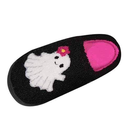 MJGkhiy Halloween Kürbis Hausschuhe Damen Winter geschlossen vorne warm rutschfest Memory Foam Slippers weich pelzige Hausschuhe Plüsch Elegante Hausschuhe Bequeme Hausschuhe Winter für Unisex, Rosa von MJGkhiy