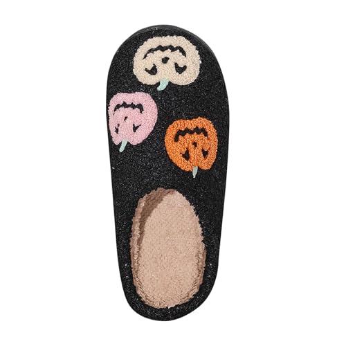 MJGkhiy Halloween Kürbis Hausschuhe Damen Winter geschlossen vorne warm rutschfest Memory Foam Slippers weich pelzige Hausschuhe Plüsch Elegante Hausschuhe Bequeme Hausschuhe Winter für Unisex von MJGkhiy