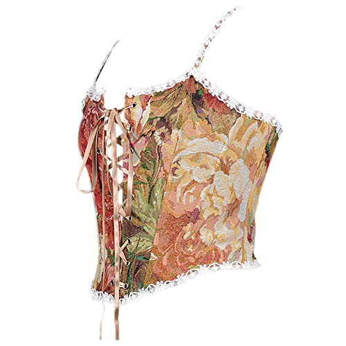 MJGkhiy Korsett Damen Schwarz Und Rot Braun Lace Up Korsett Lila Grün Elastisch Waist Trainer Party Gothic Floral Korsett Rosa Abend Elegant Slim Korsett ohne Knochen Zeremonie Underbust Corset, rot, von MJGkhiy