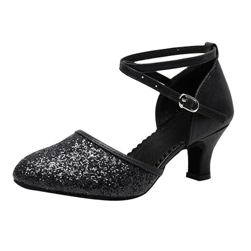 MJGkhiy Latein Tanzschuhe für Damen Professionelle High Heels Pumps Kleid Tanzschuhe Ballsaal Party Salsa Tanzübung Performance Schuhe Riemchenpumps Geschlossene Spitze Zehenpartie Bequeme von MJGkhiy
