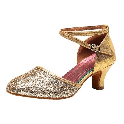 MJGkhiy Latein Tanzschuhe für Damen Professionelle High Heels Pumps Kleid Tanzschuhe Ballsaal Party Salsa Tanzübung Performance Schuhe Riemchenpumps Geschlossene Spitze Zehenpartie Bequeme von MJGkhiy