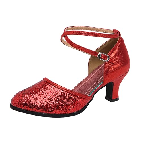 MJGkhiy Latein Tanzschuhe für Damen Professionelle High Heels Pumps Kleid Tanzschuhe Ballsaal Party Salsa Tanzübung Performance Schuhe Riemchenpumps Geschlossene Spitze Zehenpartie Bequeme von MJGkhiy
