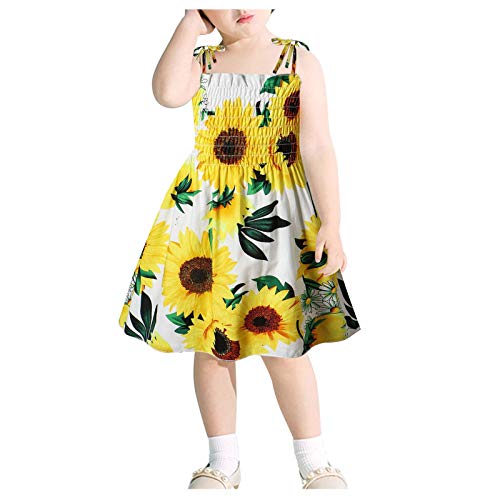 MJGkhiy MäDchen Kleider Sonnenblume und Blumenmuster Ärmellos Hosenträger Kurz Strandkleid Sommerkleid Strandkleid Kinder Kleidung für MäDchen Kleid Kids von MJGkhiy