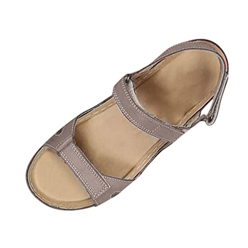 MJGkhiy Orthopädische Sandalen Damen Breite Pflanze Elegant Offene Zehe Weiche Keilabsatz Schuhe Mode Vintage Leichte Verstellbare Klettern Sportsandalen Angebot Reißverschluss, grau, 41 EU von MJGkhiy