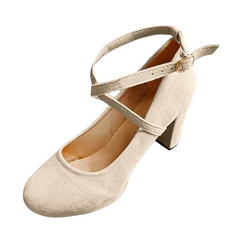 MJGkhiy Pumps Damen Breite Füße Schuhe Elegant Absatzschuhe Blockabsatz Hochzeitsschuhe Sommer Tanzschuhe Bequem Damenschuhe Halbschuhe Highheels Trachtenschuhe Für Riemchen Dirndl von MJGkhiy