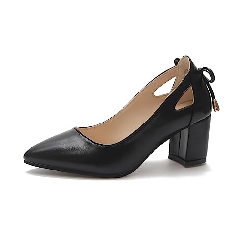 MJGkhiy Pumps Damen Schwarz Blockabsatz Dirndl Schuhe Hochzeit Brautschuhe Party Trachtenschuhe Bequeme Pumps Schuhe Elegant High Heels Klassische Damenschuhe mit niedrigem Absatz von MJGkhiy