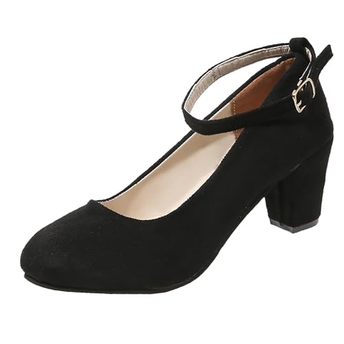 MJGkhiy Pumps Damen mit Riemchen Dirndl Schuhe für Oktoberfest Elegant Trachtenschuhe Breite Füße Absatzschuhe mit Absatz Bequem Damenschuhe Highheels Ballerina Trachten Hochfrontpumps von MJGkhiy