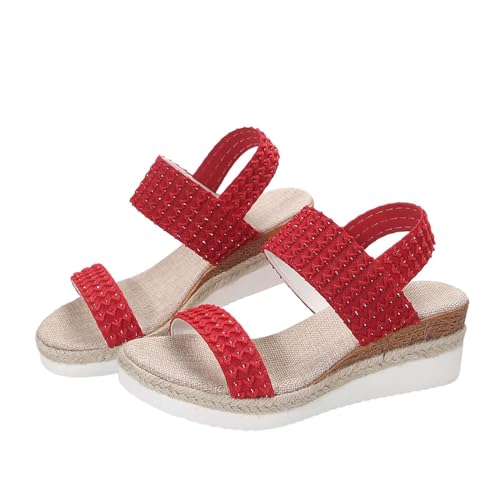MJGkhiy Sandalen Damen Sommer Keilabsatz Elegant Offene Zehe Sandalen Platform Plateau Schmuck Riemen Knöchel Wedge Sandals Mode Zeremonie Schuhe Absatz Angebot Braut Abend Sandalen Orthopädische von MJGkhiy
