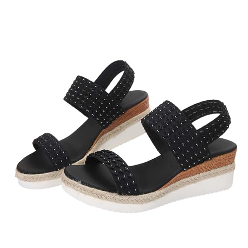 MJGkhiy Sandalen Damen Sommer Keilabsatz Elegant Offene Zehe Sandalen Platform Plateau Schmuck Riemen Knöchel Wedge Sandals Mode Zeremonie Schuhe Absatz Angebot Braut Abend Sandalen Orthopädische von MJGkhiy