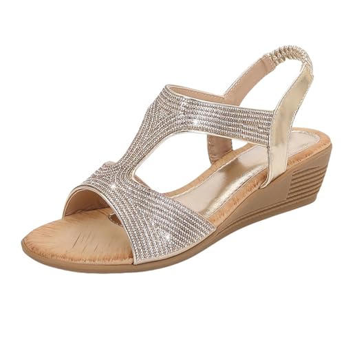 MJGkhiy Sandalen Keilabsatz Damen Sommer Elegant Offene Zehe Sandale Orthopädische Mode Riemen Knöchel Wedge Sandals Schwarz Zeremonie Schuhe Absatz Angebot Party Braut Sandalen Plateau Abend, gold MJGkhiy Sandalen Keilabsatz Damen Sommer Elegant Offene Zehe Sandale Orthopädische Mode Riemen Knöchel Wedge Sandals Schwarz Zeremonie Schuhe Absatz Angebot Party Braut Sandalen Plateau Abend, gold von MJGkhiy