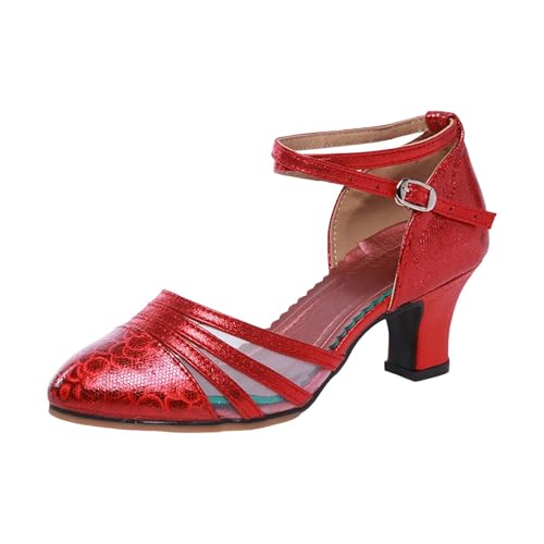 MJGkhiy Tanzschuhe Damen Latein Geschlossene Professionelle High Heels Pumps Kleid Tanzschuhe Ballsaal Party Salsa Tanzübung Performance Schuhe Riemchenpumps Spitze Zehenpartie Bequeme von MJGkhiy