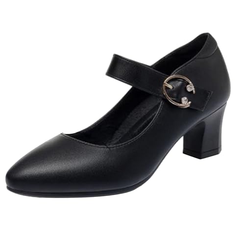 MJGkhiy Tanzschuhe Damen Standard und Latein Geschlossen Bachata Tango Tanzschuhe Absatzschuhe Riemchenpumps Salsa Ballsaal Tanz Pumps Sandalen mit Blockabsatz von MJGkhiy