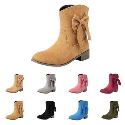 MJGkhiy Texani Damenstiefel Wildleder Stiefel Mit Absatz Camperos Stiefel Spitze Bequeme Cowboy Boots Schwarz Western Stiefeletten Leder Stiefeletten Braun, braun, 38 EU von MJGkhiy